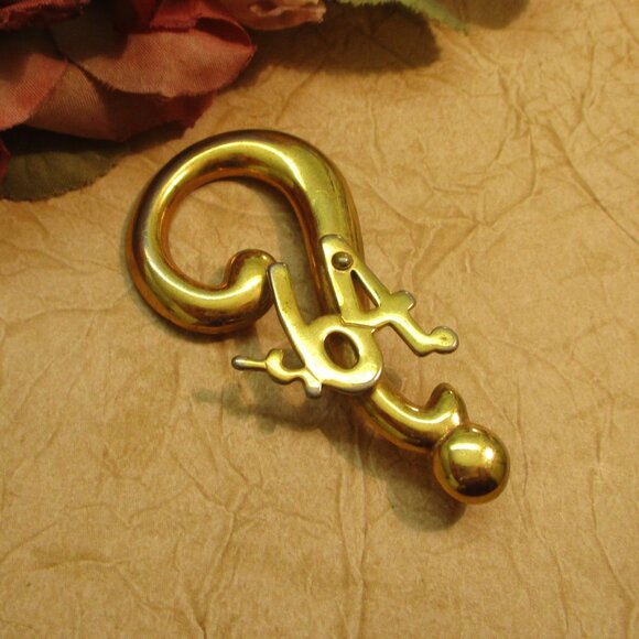 RARE 64,000 Dollar Question Game Show Brooch~VINTAGE Gold Plate Question Brooch - Picture 6 of 11